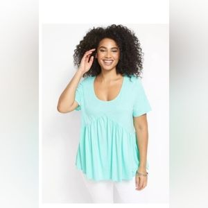 Lane Bryant Short Sleeve Scoop Neck Babydoll Top 18/20 Beveled Glass